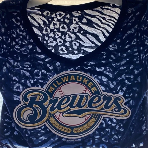Milwaukee Brewers retired Logo Burn Out Crop Top - Picture 8 of 8
